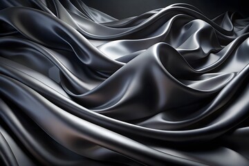 Obraz premium Elegant Black Silk Waves. Luxury Abstract Liquid Cloth Folds Background and Wallpaper Design