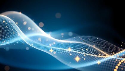 abstract blue wave background with particles