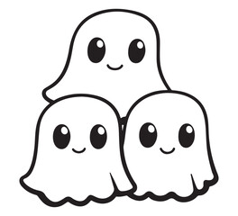 Obraz premium Cute ghost boo silhouette, Spooky Halloween decoration element. Vector set of Halloweens ghosts