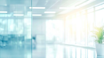 Fototapeta premium Bright and clean office environment with abstract background Perfect for a sleek professional setting in businessrelated presentations or marketing materials