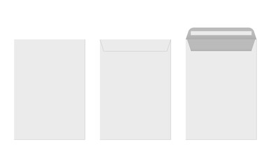 Set of envelope templates. Collection of blank white envelopes in different views and styles