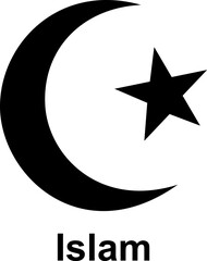 Crescent and star. Symbol Islam. Designations Islamic holidays Ramadan and Eid al-Fitr. Installed on top of spires or domes of mosques.