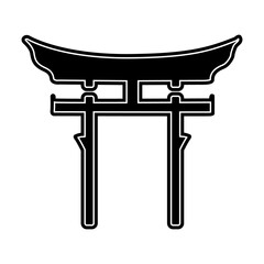 Tori gate. Shinto symbol. Japanese traditional torii gate. Transition from profane to sacred space.