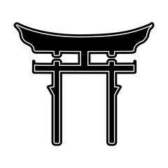 Tori gate. Shinto symbol. Japanese traditional torii gate. Transition from profane to sacred space.