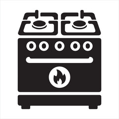 Gas range icon silhouette on white background
