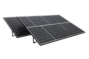 Modern photovoltaic solar panel, sleek black surface, minimalistic,Isolated on transparent background