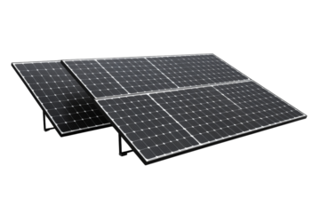 Modern photovoltaic solar panel, sleek black surface, minimalistic,Isolated on transparent background