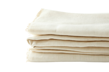 Natural organic cotton fabric, unbleached and undyed, environmentally conscious,Isolated on transparent background
