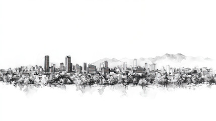 San Miguel, El Salvador, black and white pen pencil hand-drawn effect drawing illustration for travel poster, card, wallpaper, backdrop or banner. Modern, clear, artistic and simple