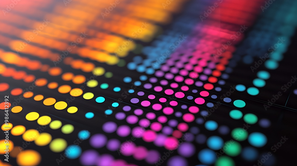Aufkleber colorful pattern of vibrant dots creating a mesmerizing visual on a dark background during a digital