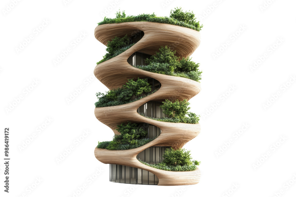 Poster isolated regenerative building element, sustainable design, living architecture,isolated on transpar