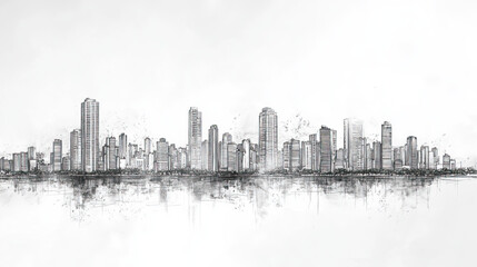 Fototapeta premium So Gonalo, Brazil, black and white pen pencil hand-drawn effect drawing illustration for travel poster, card, wallpaper, backdrop or banner. Modern, clear, artistic and simple