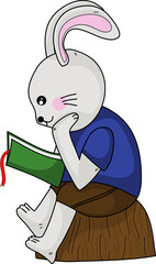 Rabbit Reading a book