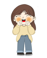 Cute girl screaming with hands on cheeks