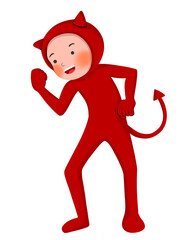 Boy in Devil Costume