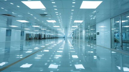 Fototapeta premium Cleanroom Corridor with Bright Lighting