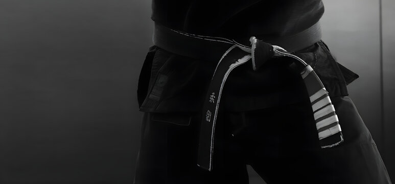 Brazilian Jiu jitsu black belt bjj web banner with copy space background	 - Powered by Adobe