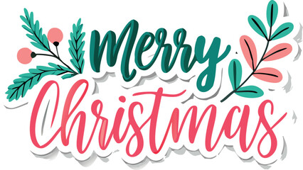 Obraz premium Hand Drawn Vintage Christmas postcard with lettering Merry Christmas