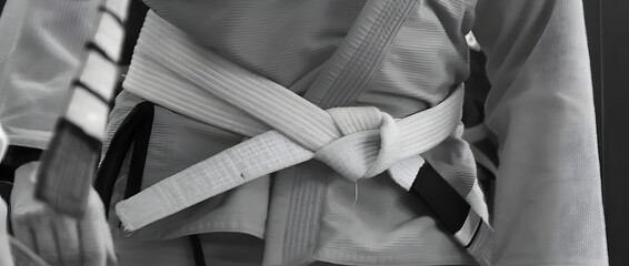 Brazilian Jiu jitsu black belt bjj web banner with copy space background	