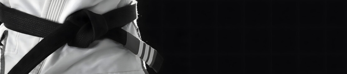 Brazilian Jiu jitsu black belt bjj web banner with copy space background	