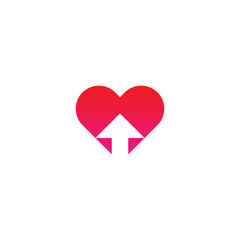 Creative love up arrow logo for app,brand, business, design, emblem, icon, identity, idea, illustration, logo, vector, web, love, arrow, up, heart, growth, direction, valentine, romantic,care,creative