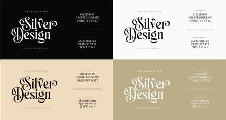 Collection of silver design premium font. Abstract Fashion font alphabet. Minimal modern urban fonts for logo, brand etc. Typography typeface uppercase lowercase and number. vector illustration