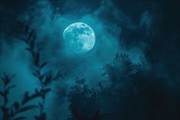 Fototapeta premium A group of people are dancing in a club with a blue light and smoke, generative ai image