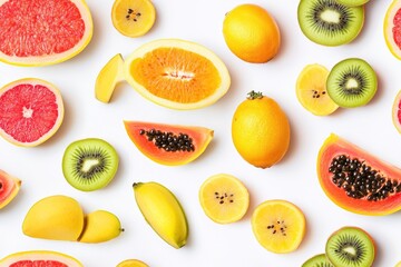 set of fruits, seamless pattern of tropical fruits