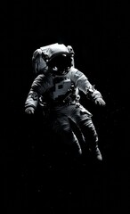 Fototapeta premium Astronaut Floating in Space with High Contrast Cinematic Lighting for Space Exploration Concepts Generative AI