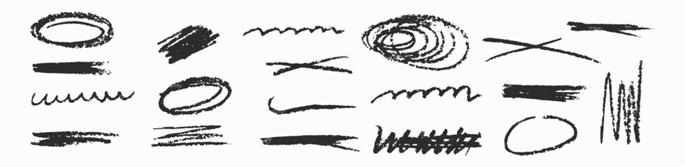 Hand-drawn doodle sketch style circle, Doodle line chalk brush element, Crayon pencil style. Vector illustration.