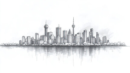 Obraz premium Terrebonne, Canada, black and white pen pencil hand-drawn effect drawing illustration for travel poster, card, wallpaper, backdrop or banner. Modern, clear, artistic and simple