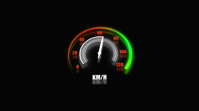   Speed meter or indicator conceptual animation.  Indicator of speed meter. Animation of car dashboard speed rpm meter icon concept.