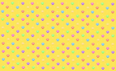 yellow pattern, seamless pattern with seashell, yellow background, yellow, yellow background with shellfish and bubbles, shellfish, holiday, colorful, wallpaper, fabric, wrapping, bubble, summer