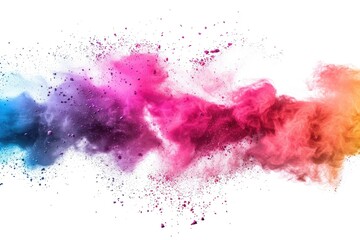 Obraz premium Colorful powder explosion on white background.Pastel color dust particle splashing.