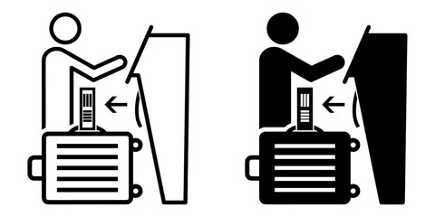 ofvs735 OutlineFilledVectorSign ofvs - self bag drop vector icon . step 1 . print out a baggage label . isolated transparent . outline and filled version . AI 10 / EPS / PNG . g12081