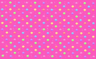 seamless pattern, seamless pattern with seashell, pink background, pink, pink background with shellfish and bubbles, shellfish, shell, sea, colorful, wallpaper, fabric, card, wrapping, bubble
