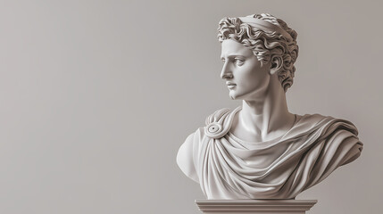 Elegant classical bust statue on a light background. artistic representation of historical figure in sculpture form. perfect for educational and cultural themes. ai. Sculpture. Illustration