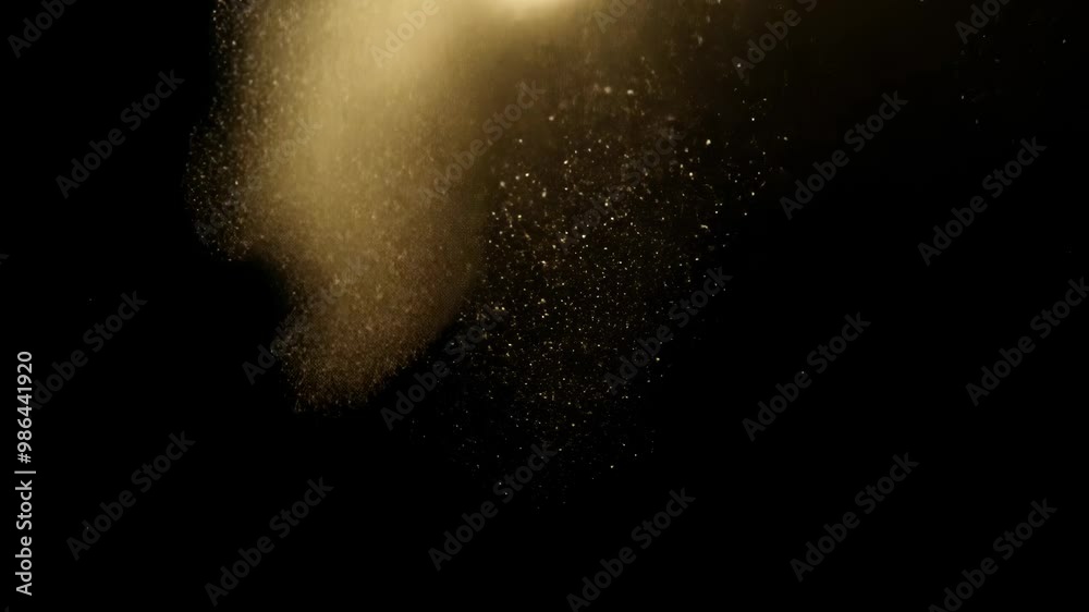 Poster Abstract dynamic cloud of dust particles dispersing against black background in explosion