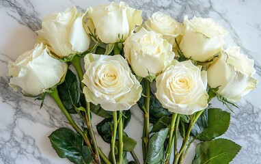 White roses suspended above a tranquil water surface with gentle water droplets cascading down during a serene twilight
