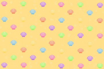 seamless pattern, seamless pattern with seashell, yellow background, yellow, yellow background with shellfish and bubbles, shellfish, shell, sea, colorful, wallpaper, fabric, wrapping, bubble