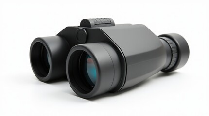 Black binoculars isolated on white background for outdoor exploration