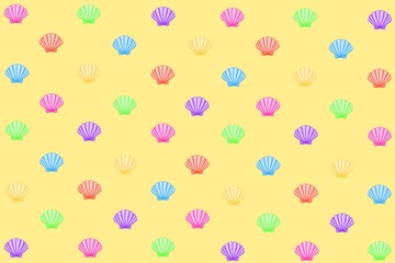 seamless pattern, seamless pattern with seashell, yellow background, yellow, yellow background with shellfish and bubbles, fun, textile, holiday, colorful, wallpaper, fabric, wrapping, happy, summer