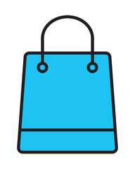 Blue Shopping bag icon - vector line icon. Blue Shopping bag empty, vector illustration isolated on white background. E-Shop, business and online shopping concept.