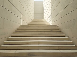 White Stone Staircase in Modern Architecture Building
