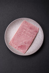 Ham cut into square slices for making delicious nutritious sandwiches