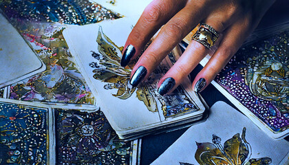 fortune telling, human hand, on cards