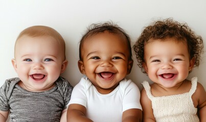 Happy Diverse Babies Smiling Together