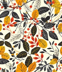 Fototapeta premium Autumn Leaves Pattern Seamless Design