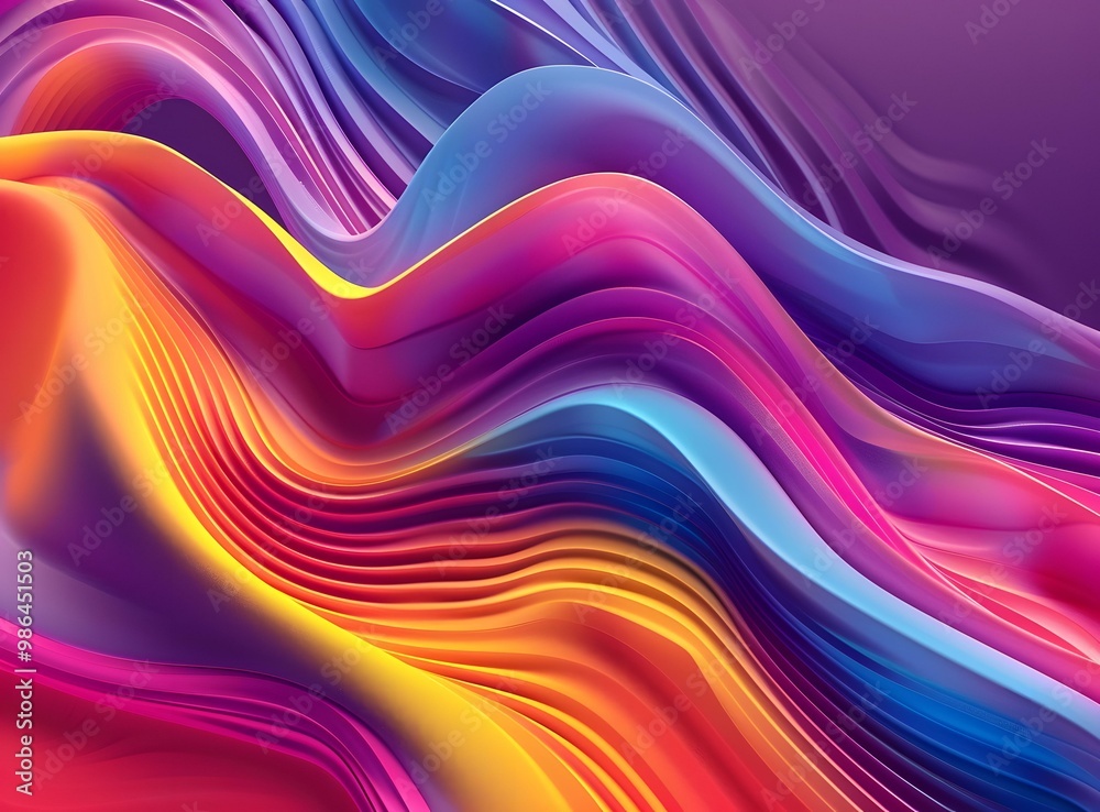 Poster Abstract Colorful Wavy Lines Background