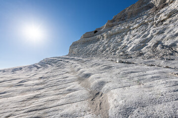 Rocky cliff of the Stair of the Turks in Agrigento,  Sicily, Italy